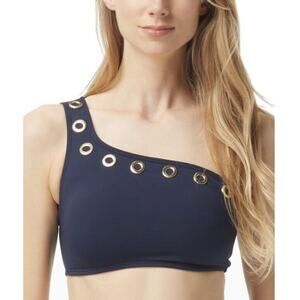 Michael Kors Grommet One Shoulder Bikini Top Swimsuit Swim Size XS Navy Blue